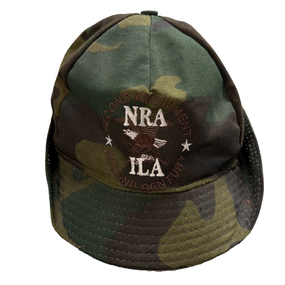 VTG NRA-ILA Camo Hunting Cap Thinsulate Lined Jones Hat LG Second Amendment
